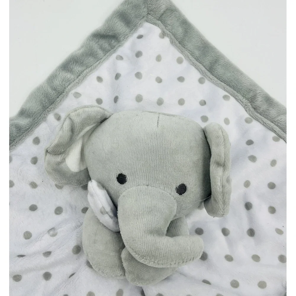 Falls Creek Baby Elephant Lovey Gray Plush Rattle Security Blanket 11 x 11
